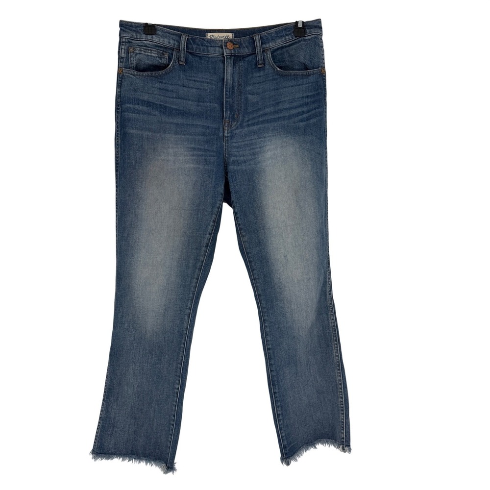 Madewell 10" High‎ Riser Demi Boot Jeans Size 32 Raw Hem Stretch